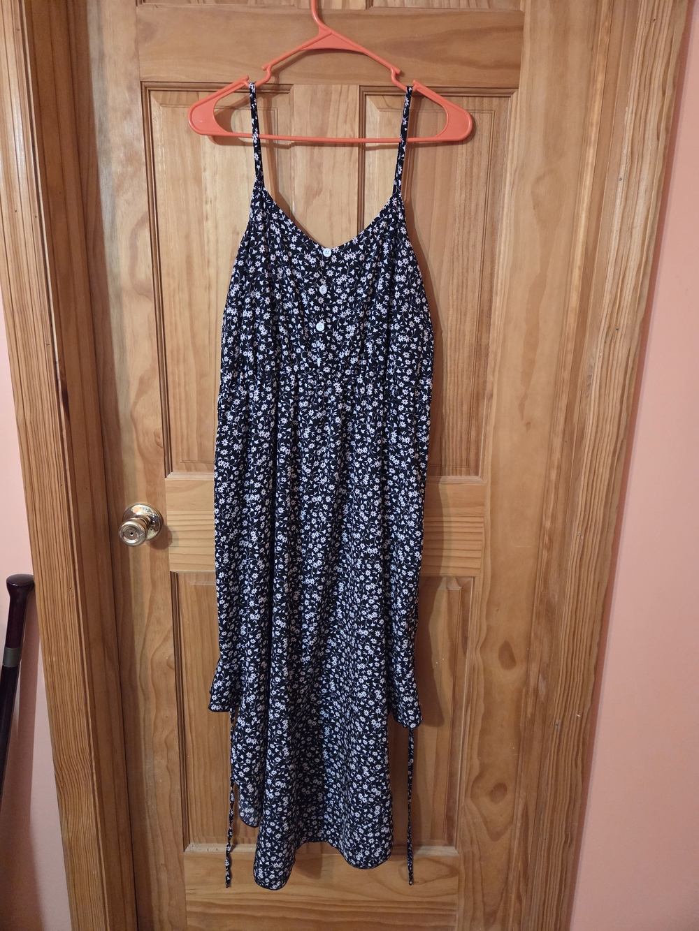 Black Ditsy Floral Spaghetti Strap Maxi Dress